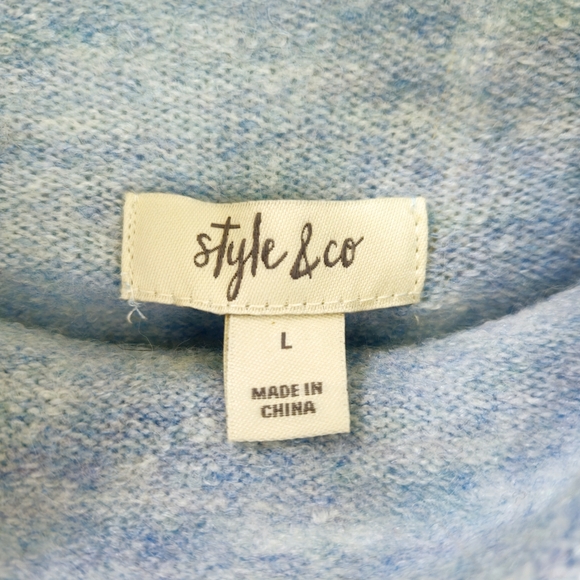 Style & Co.Cozy Mock Neck Heather Blue Cozy Knit Sweater Size Large - Picture 7 of 7